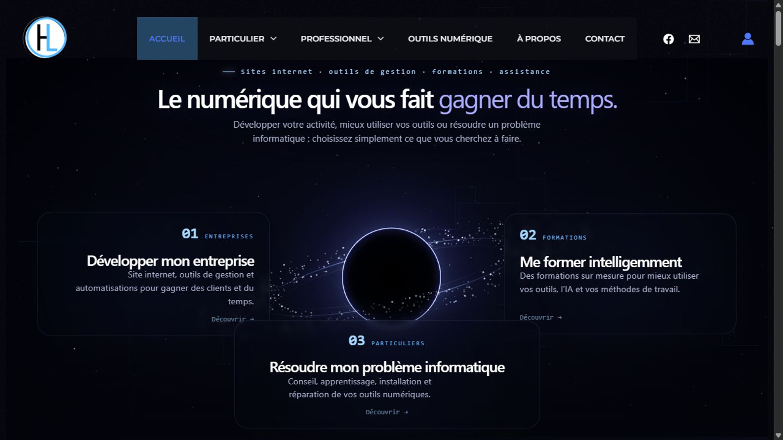 Capture du site Liam Hainaut sur ordinateur