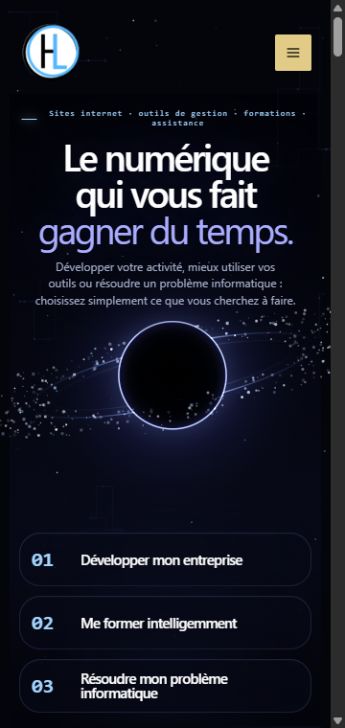 Capture du site Liam Hainaut sur mobile